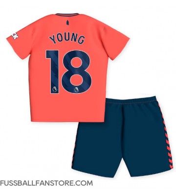 Everton Ashley Young #18 Replik Auswärtstrikot Kinder 2023-24 Kurzarm (+ Kurze Hosen)